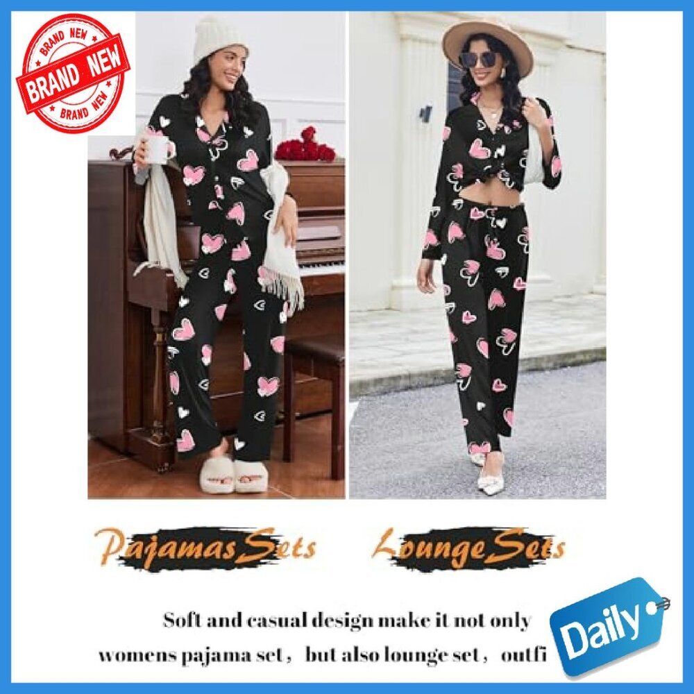 Soft Long Sleeve Pajama Set with Pockets, Button Down Top & Drawstring Pants - Picture 6 of 8